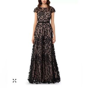 Xscape Black 3D Floral Gown